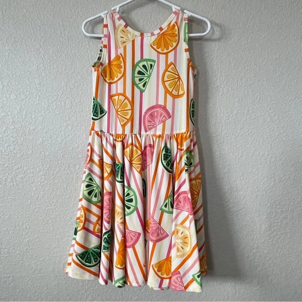 DotDotSmile Summer fun fruit striped lemon lime orange twirl tank dress size 5/6